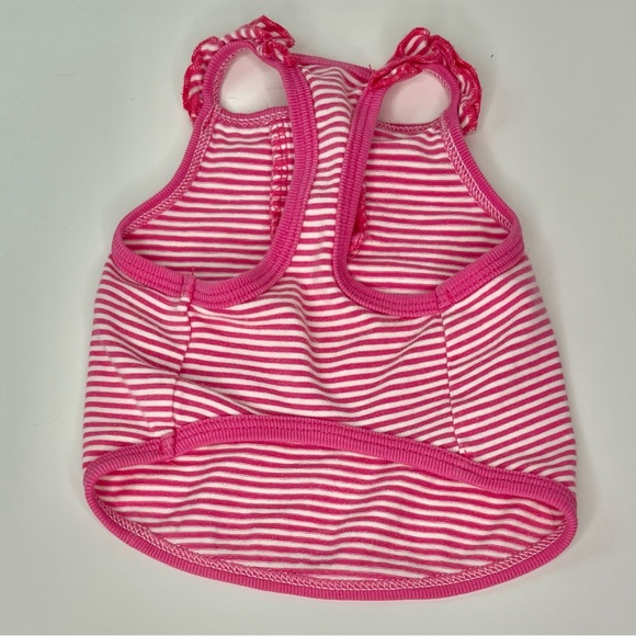 Pink Striped Dog Ruffle Shoulder Tank top - Picture 7 of 7